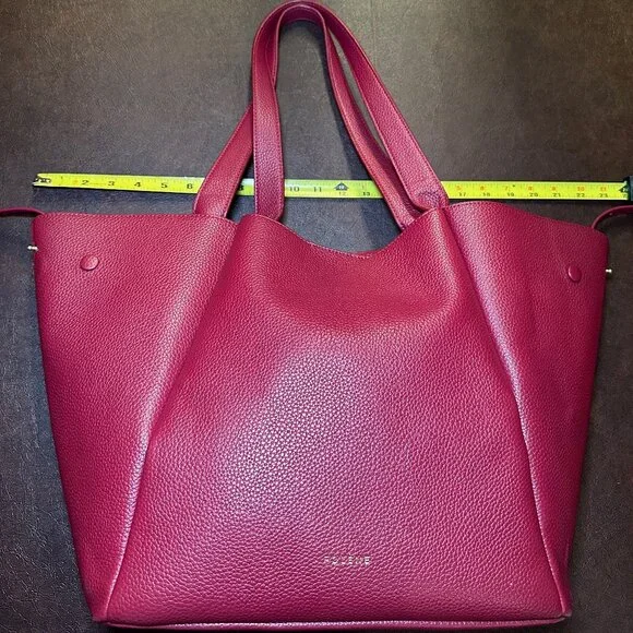 Designer-Inspired (Polene Paris Cabas). Genuine Leather Red Tote Bag - Picture 6 of 10